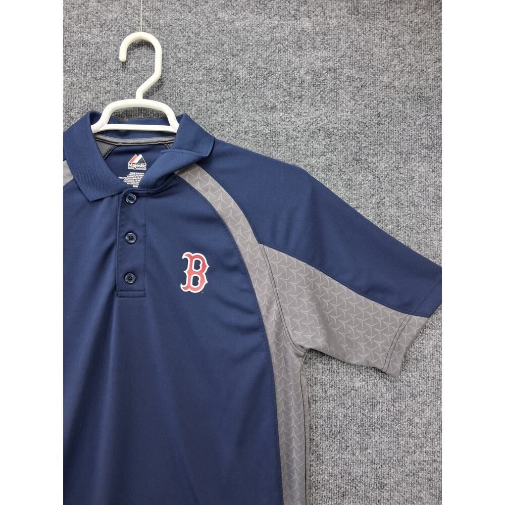 Boston Red Sox Polo Shirt Mens Medium Blue Performance Majestic